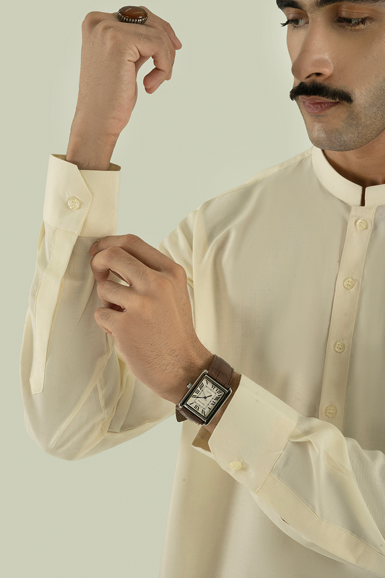 Wash & Wear | Cream Ban Kameez Shalwar