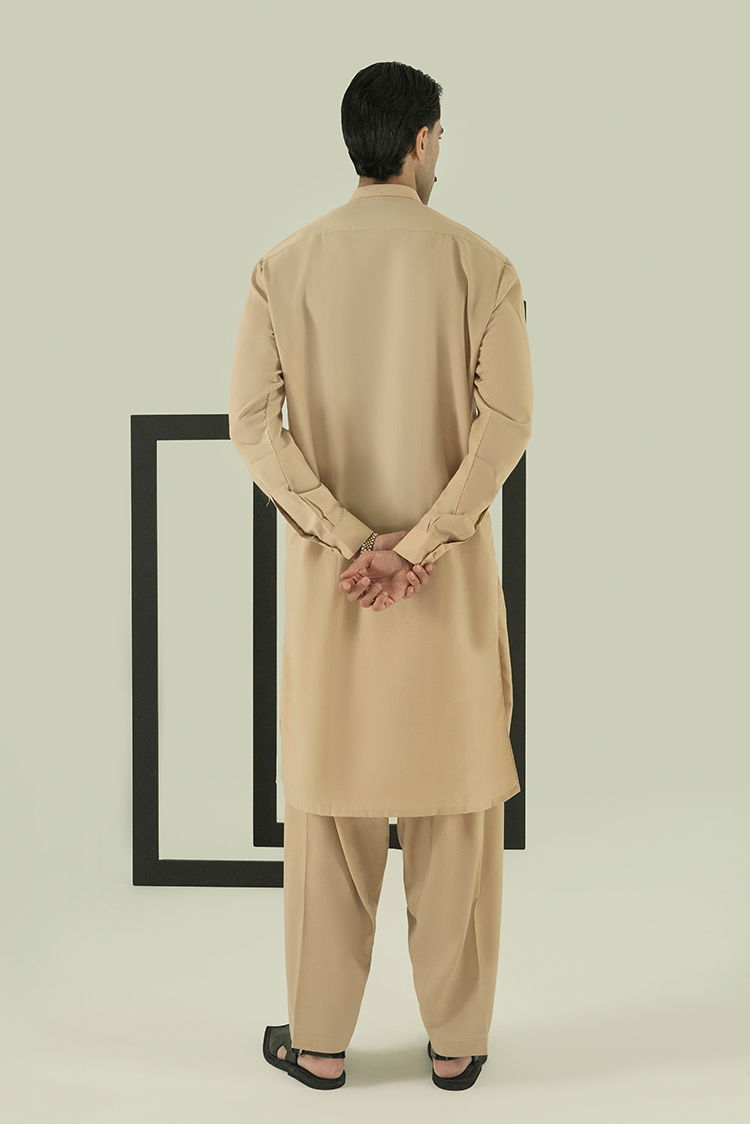Wash & Wear | Light Brown Ban Kameez Shalwar