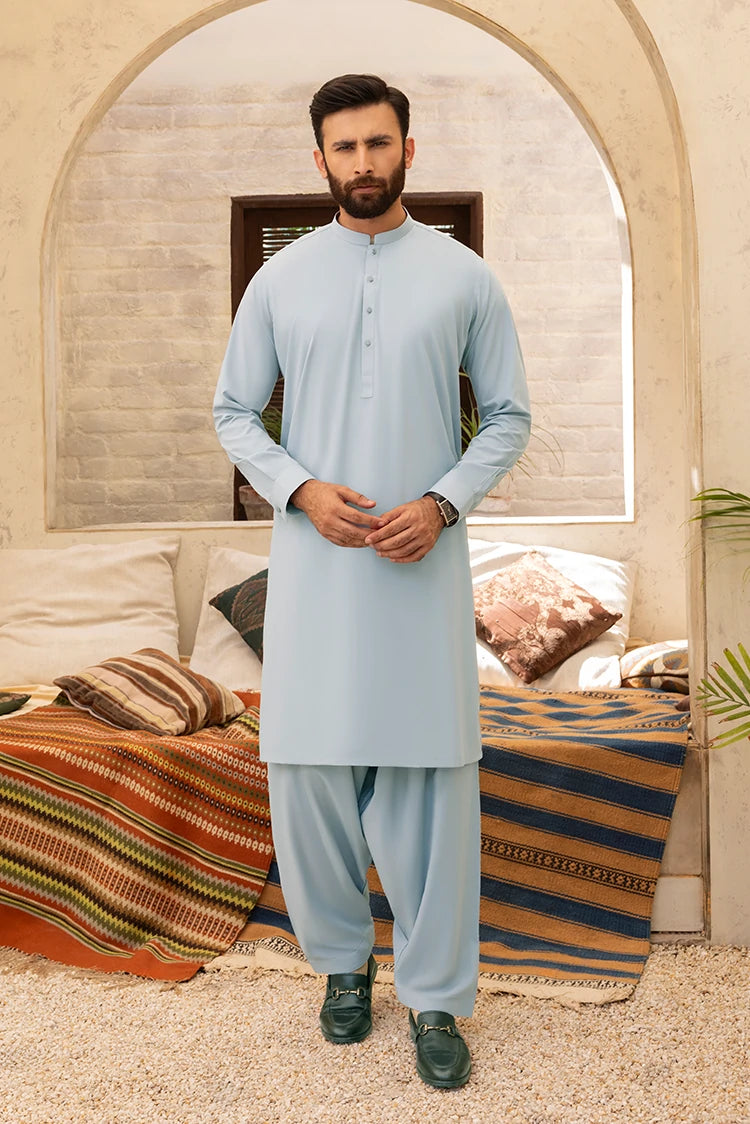 Wash & Wear | Light Blue Ban Shalwar Kameez