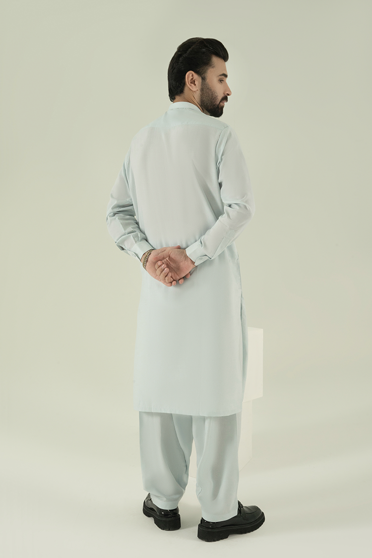 Wash & Wear | Light Blue Collar Kameez Shalwar