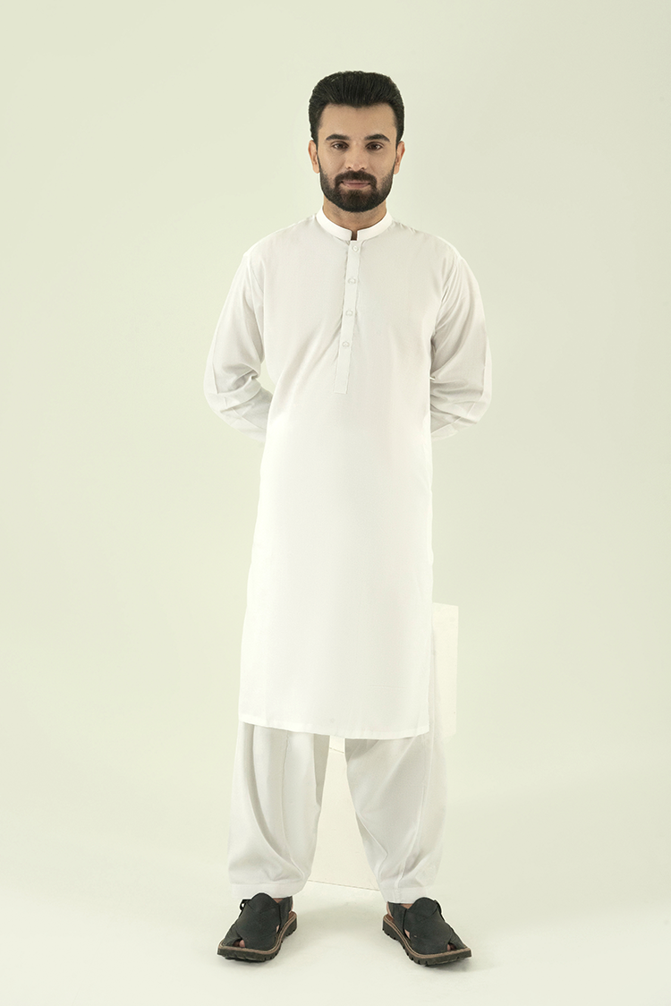 Wash & Wear | Off White Ban Kameez Shalwar