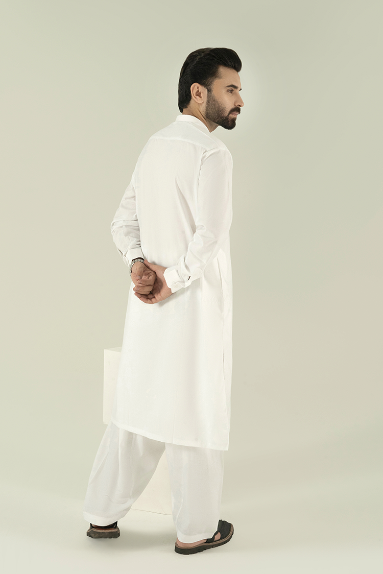 Wash & Wear | Off White Ban Kameez Shalwar