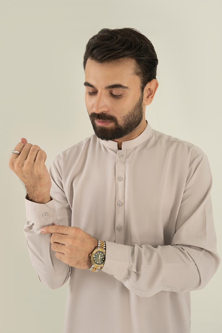 Wash & Wear | Silver Ban Kameez Shalwar