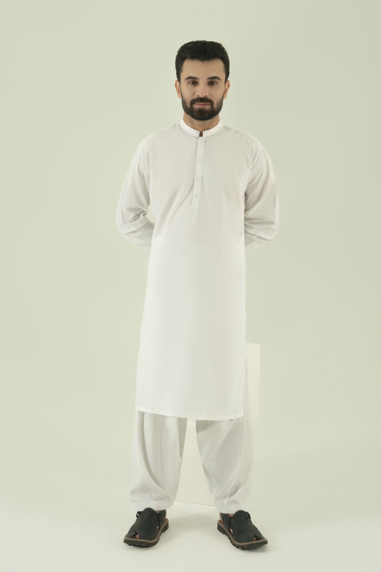 Wash & Wear | White Ban Kameez Shalwar