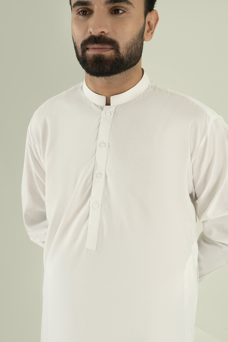 Wash & Wear | White Ban Kameez Shalwar