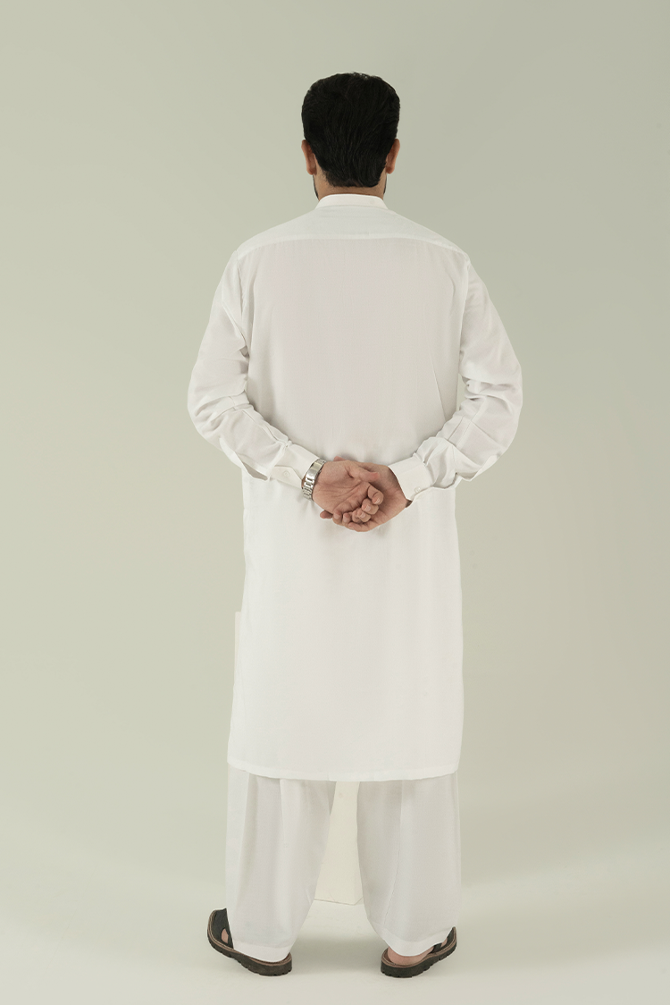 Wash & Wear | White Ban Kameez Shalwar