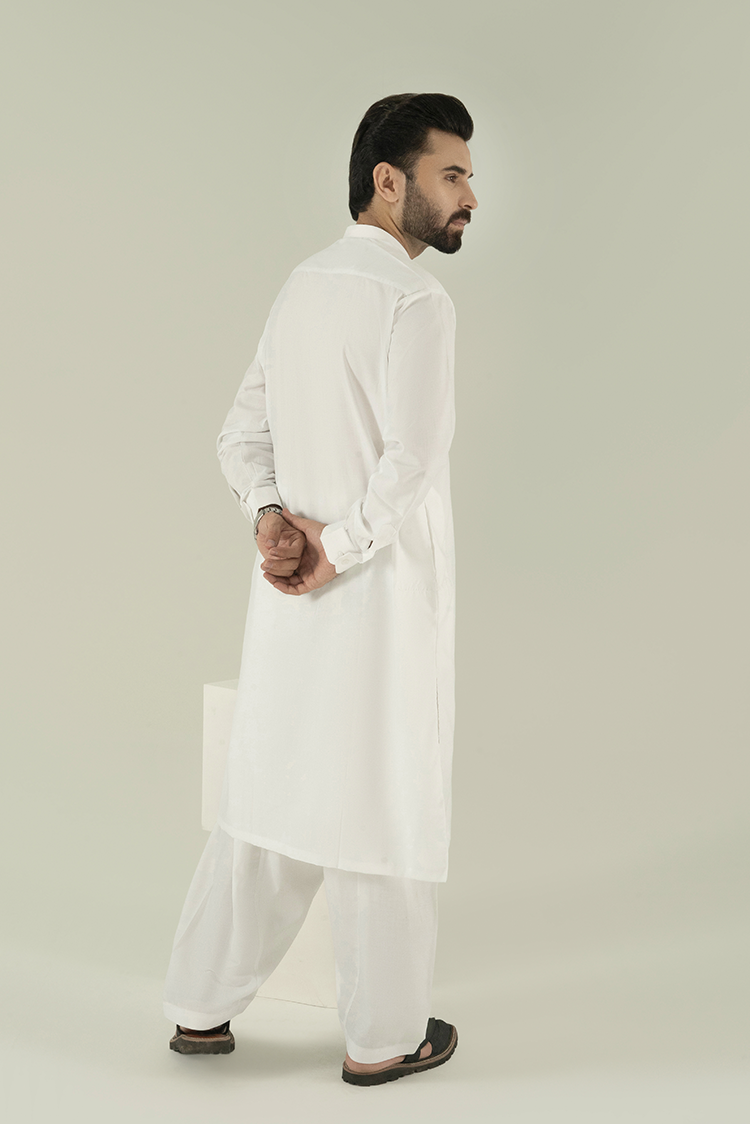 Wash & Wear | White Ban Kameez Shalwar