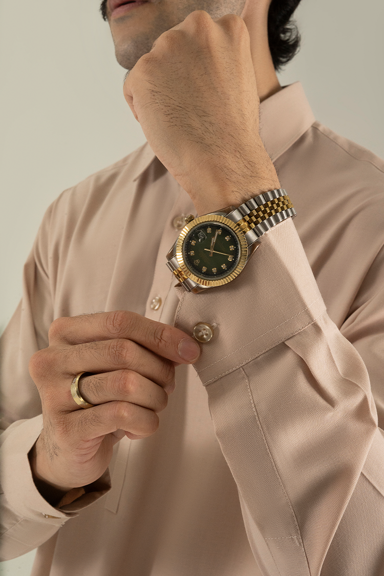 Wash & Wear | Beige Collar Kameez Shalwar