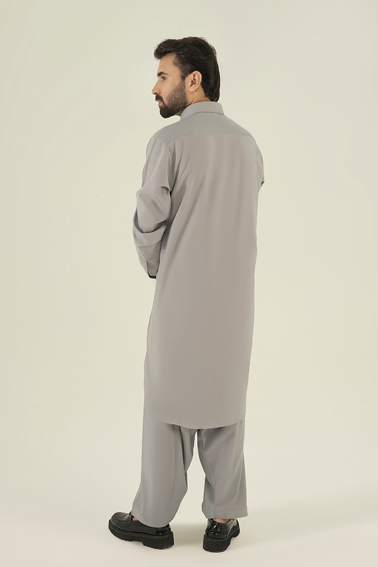 Wash & Wear | Grey Collar Kameez Shalwar