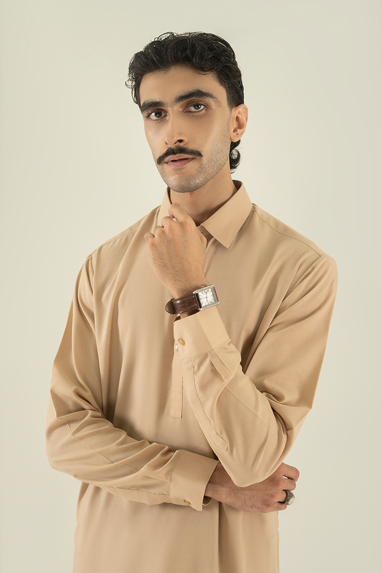 Wash & Wear | Light Brown Ban Kameez Shalwar
