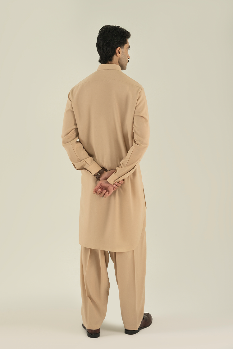 Wash & Wear | Light Brown Ban Kameez Shalwar