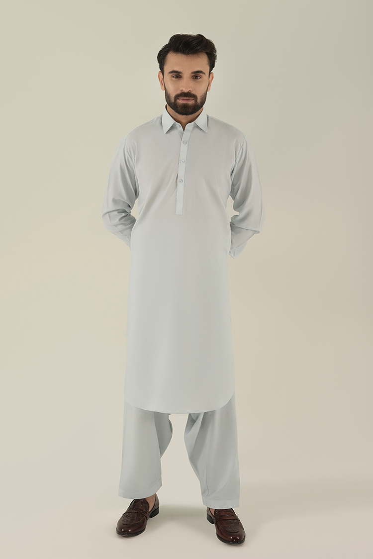 Wash & Wear | Light Blue Collar Kameez Shalwar