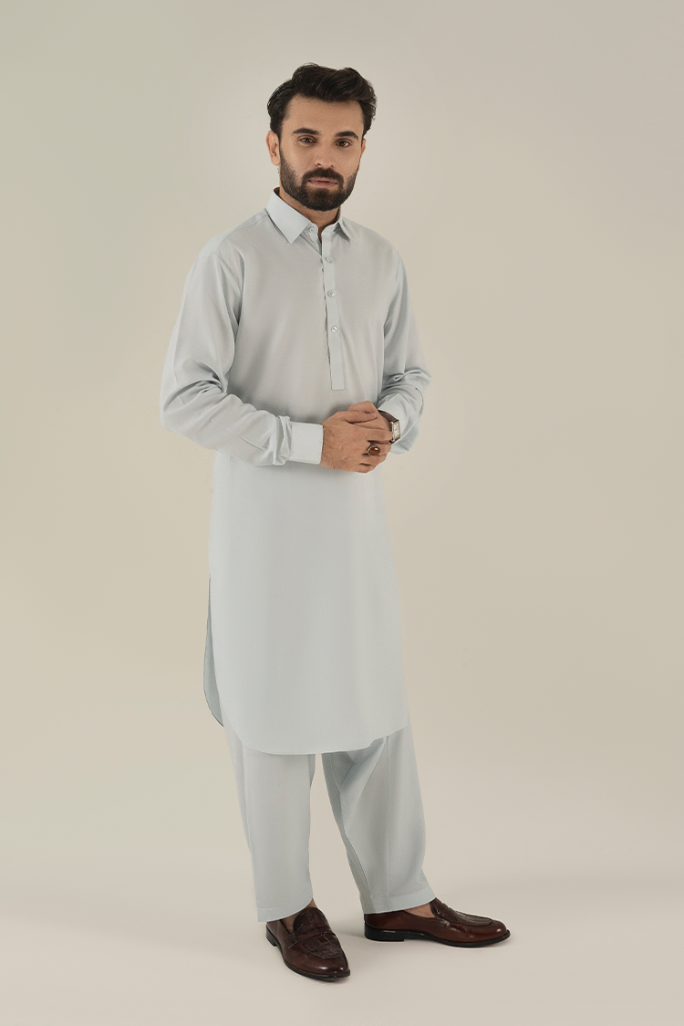 Wash & Wear | Light Blue Collar Kameez Shalwar