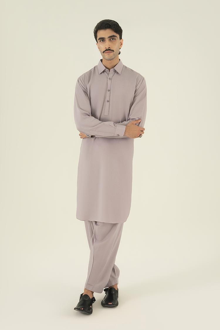 Wash & Wear | Purple Collar Kameez Shalwar
