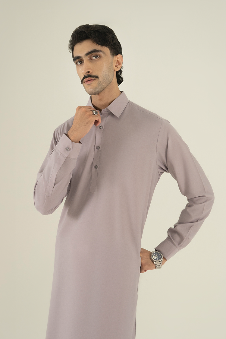 Wash & Wear | Purple Collar Kameez Shalwar