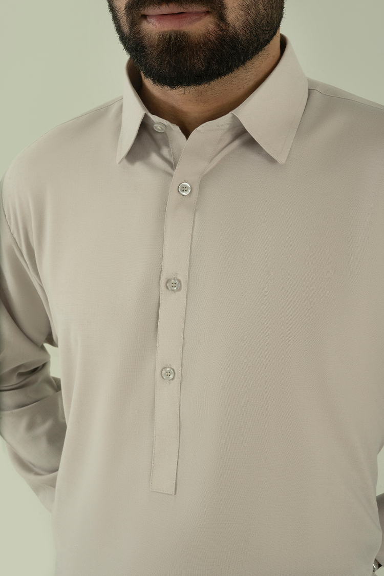 Wash & Wear | Silver Collar Kameez Shalwar