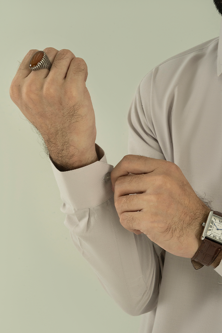 Wash & Wear | Silver Collar Kameez Shalwar