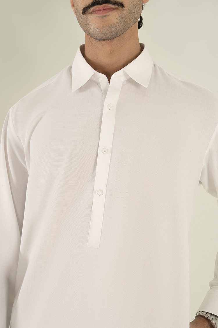 Wash & Wear | White Collar Kameez Shalwar