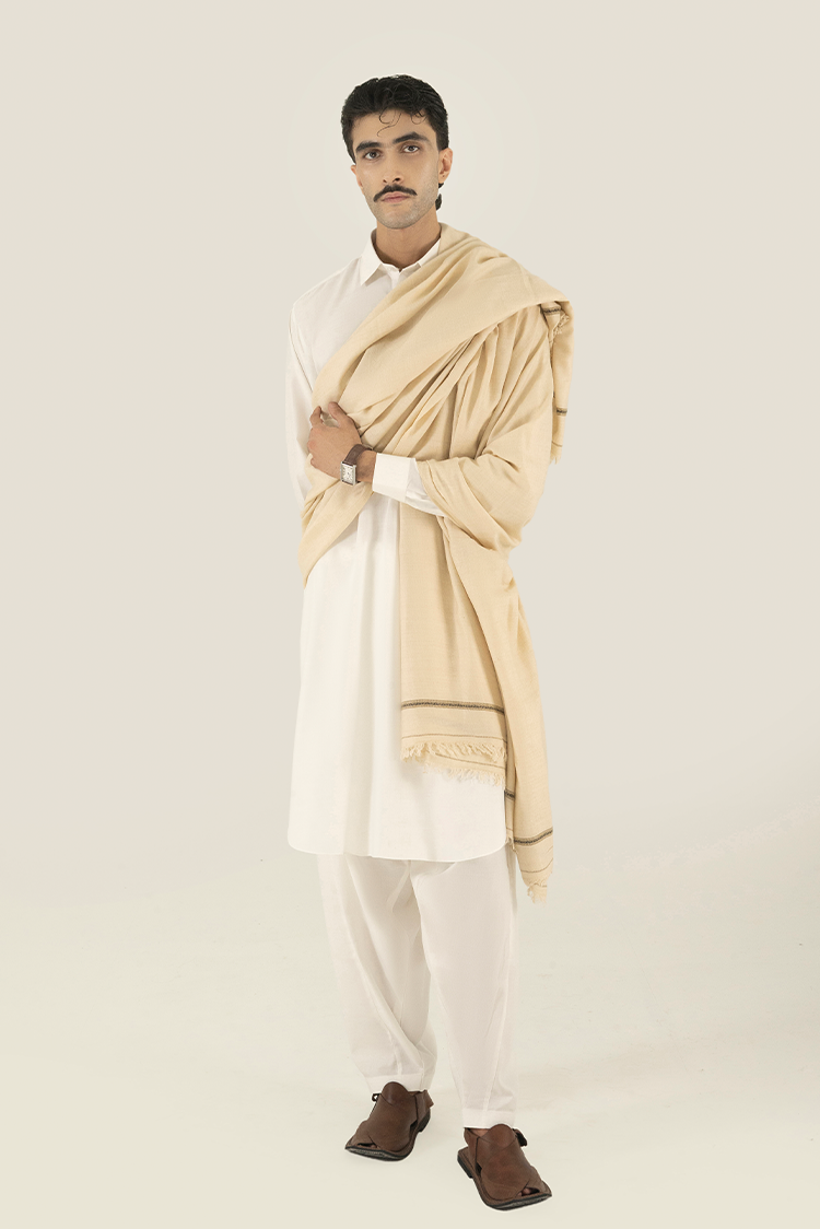 Beige Wool Blend Shawl