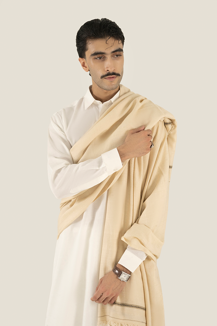 Beige Wool Blend Shawl