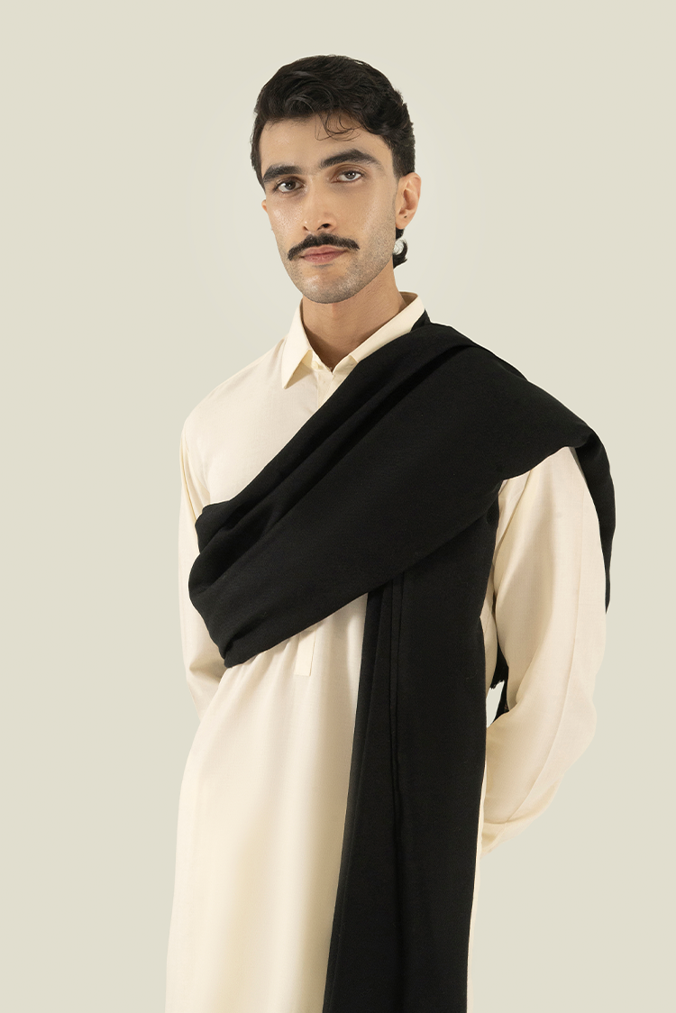 Black Wool Blend Shawl