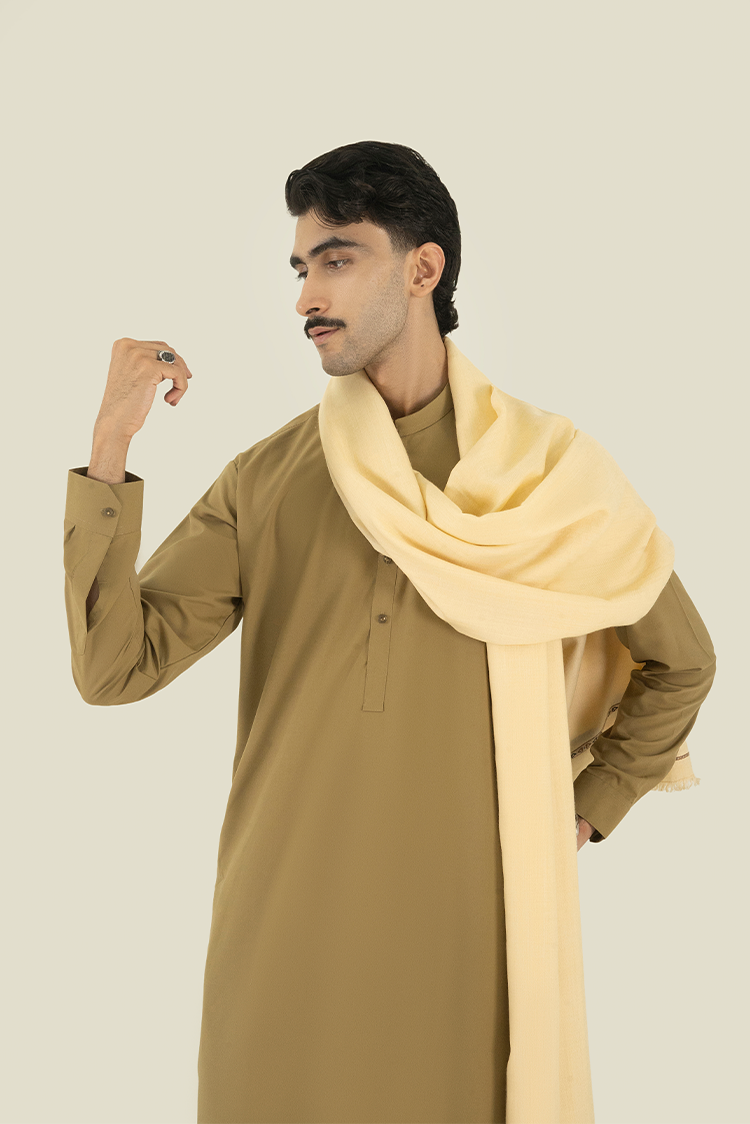 Cream Wool Blend Shawl