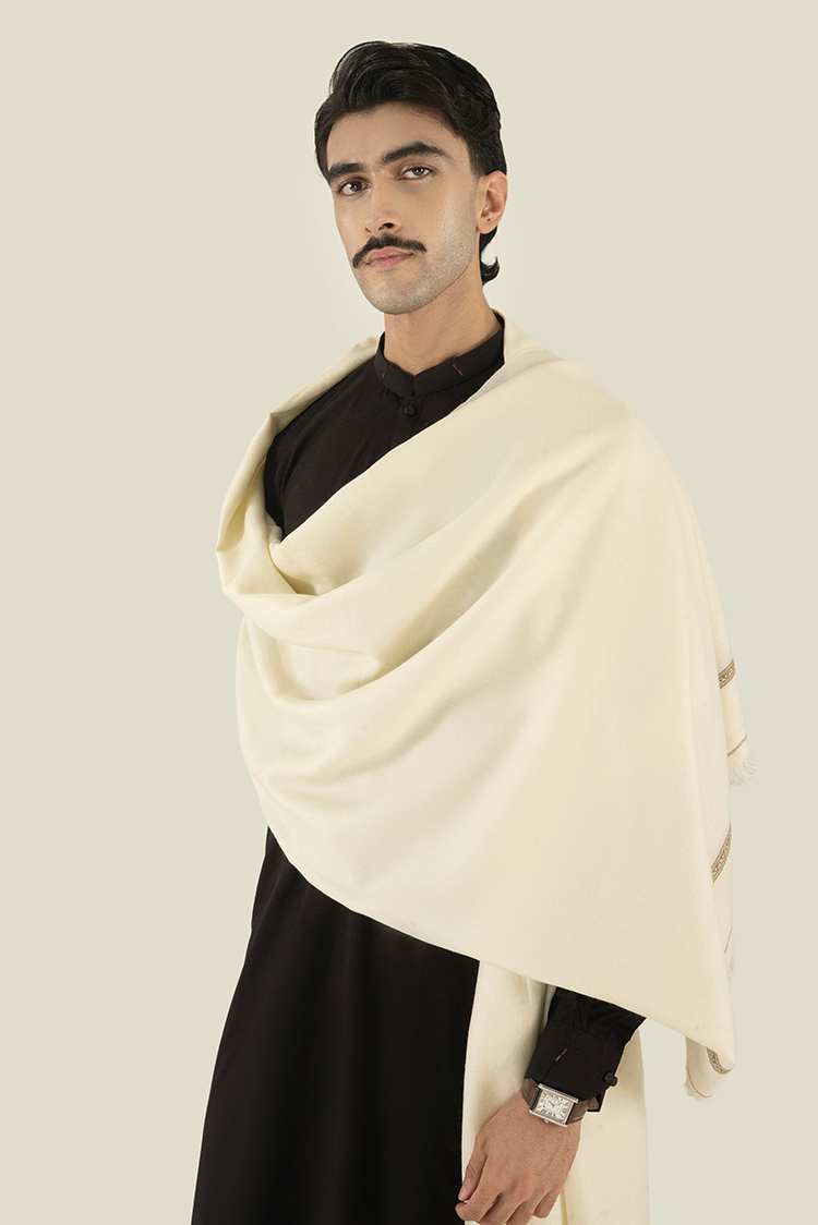 Off White Wool Blend Shawl