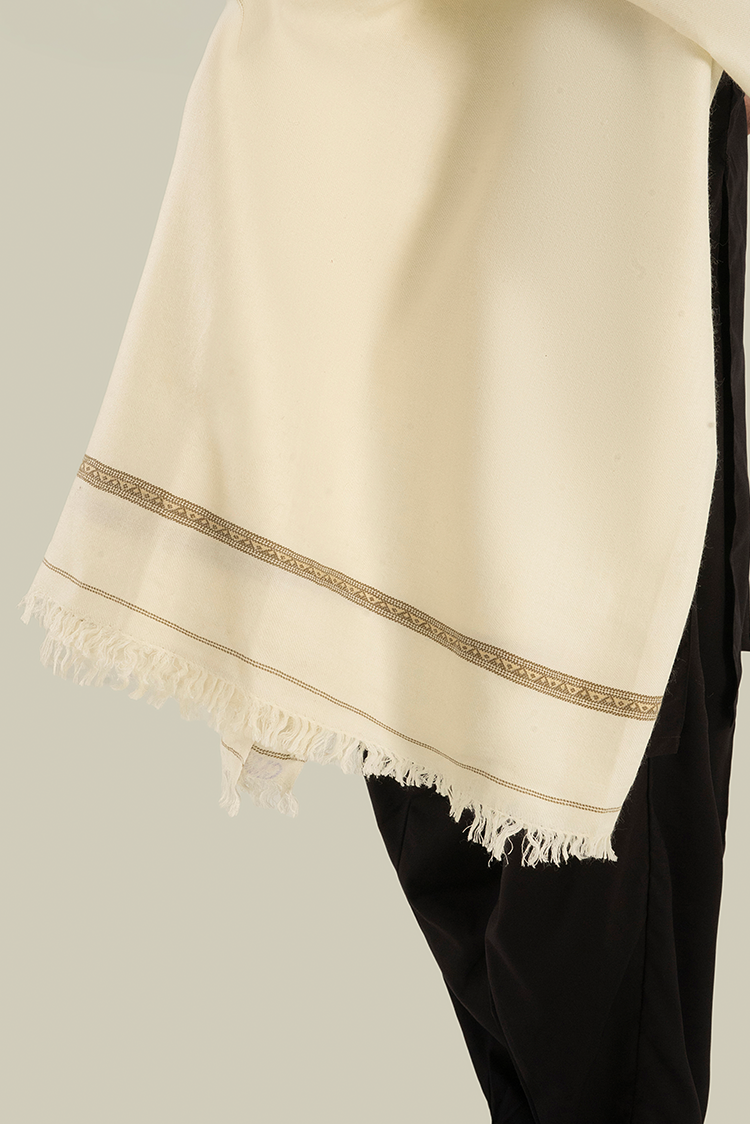 Off White Wool Blend Shawl