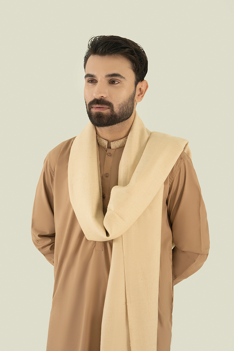 Beige Wool Blend Shawl