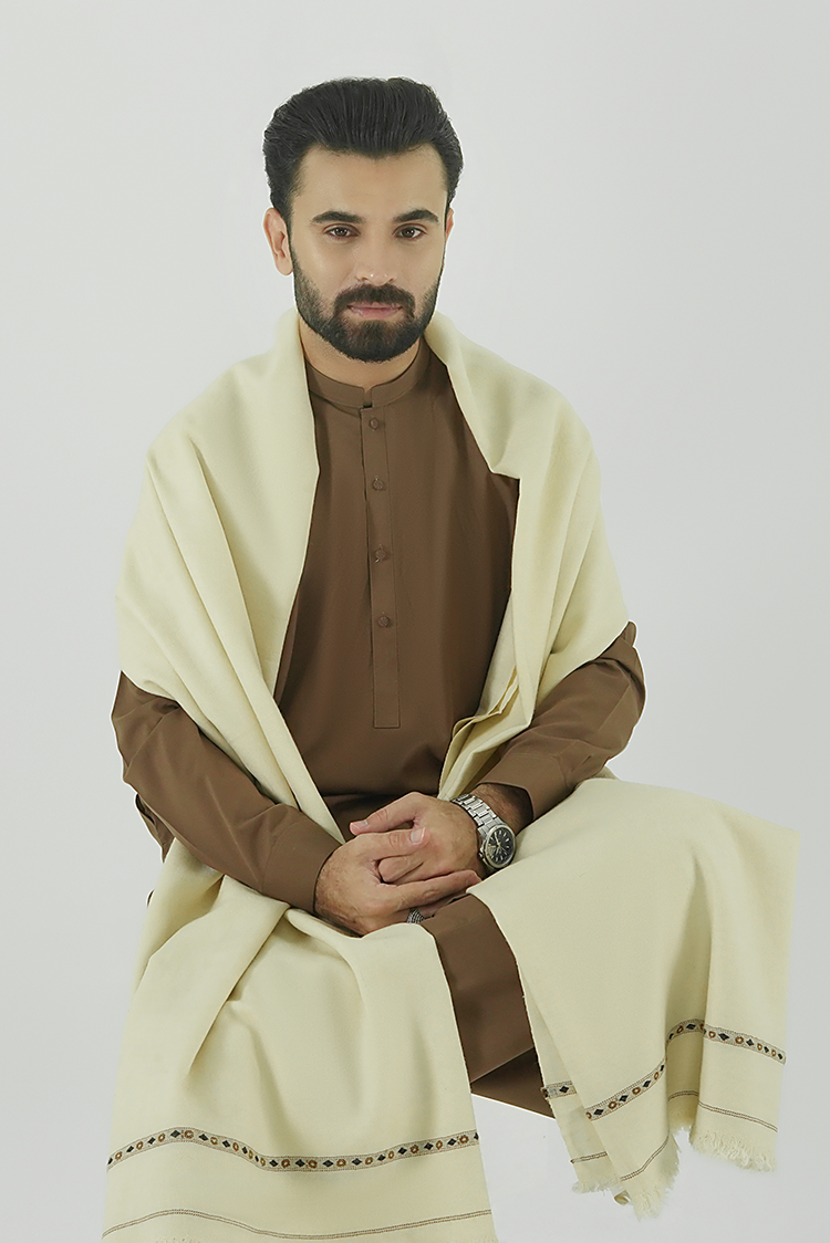 Off White Wool Blend Shawl