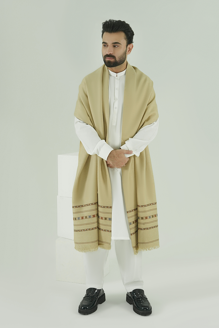 Beige Wool Blend Shawl
