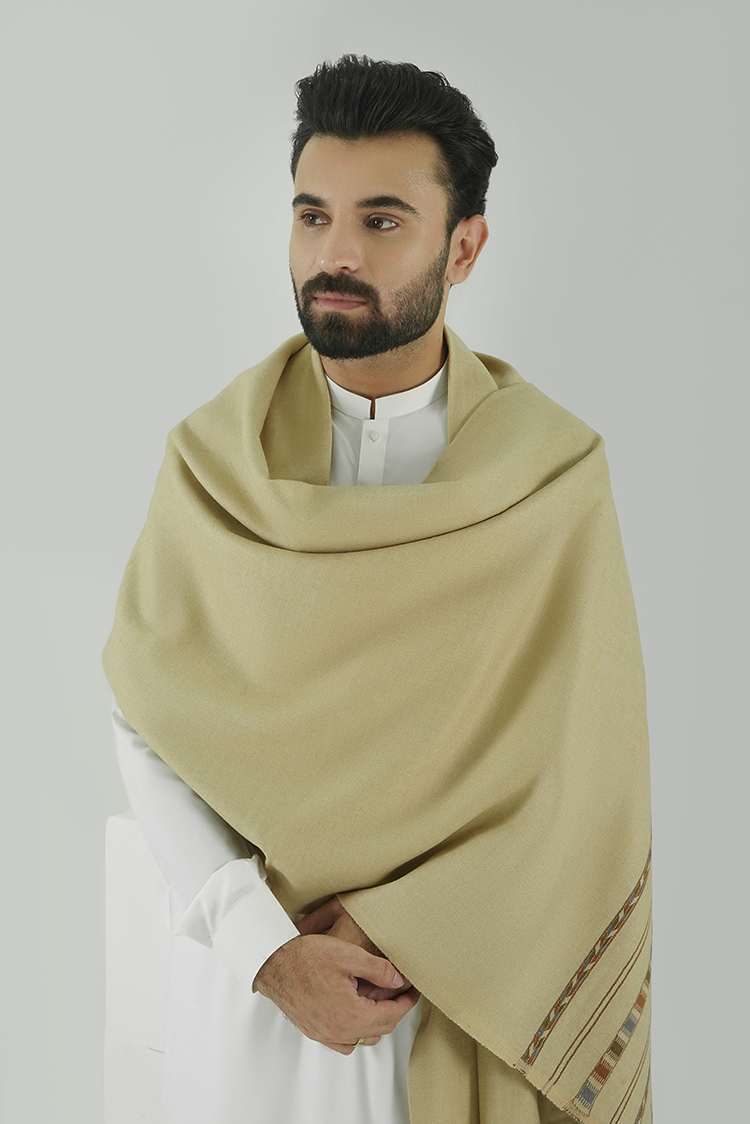 Beige Wool Blend Shawl