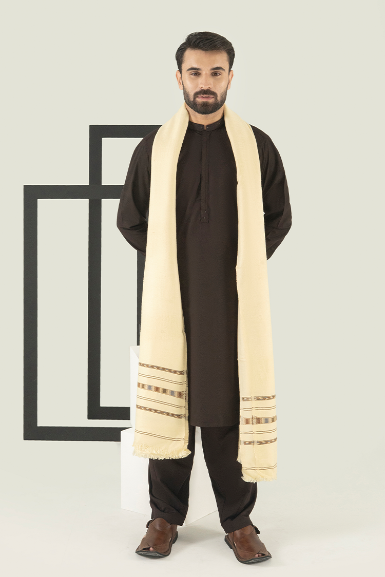 Cream Wool Blend Shawl