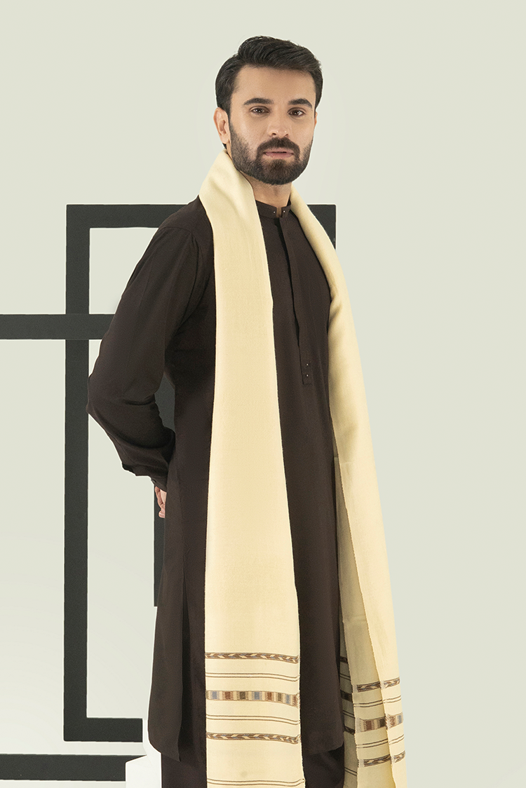 Cream Wool Blend Shawl