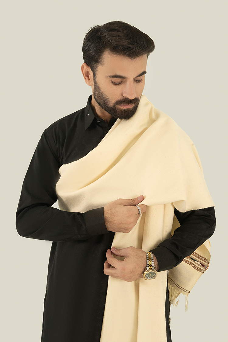 Cream Wool Blend Shawl