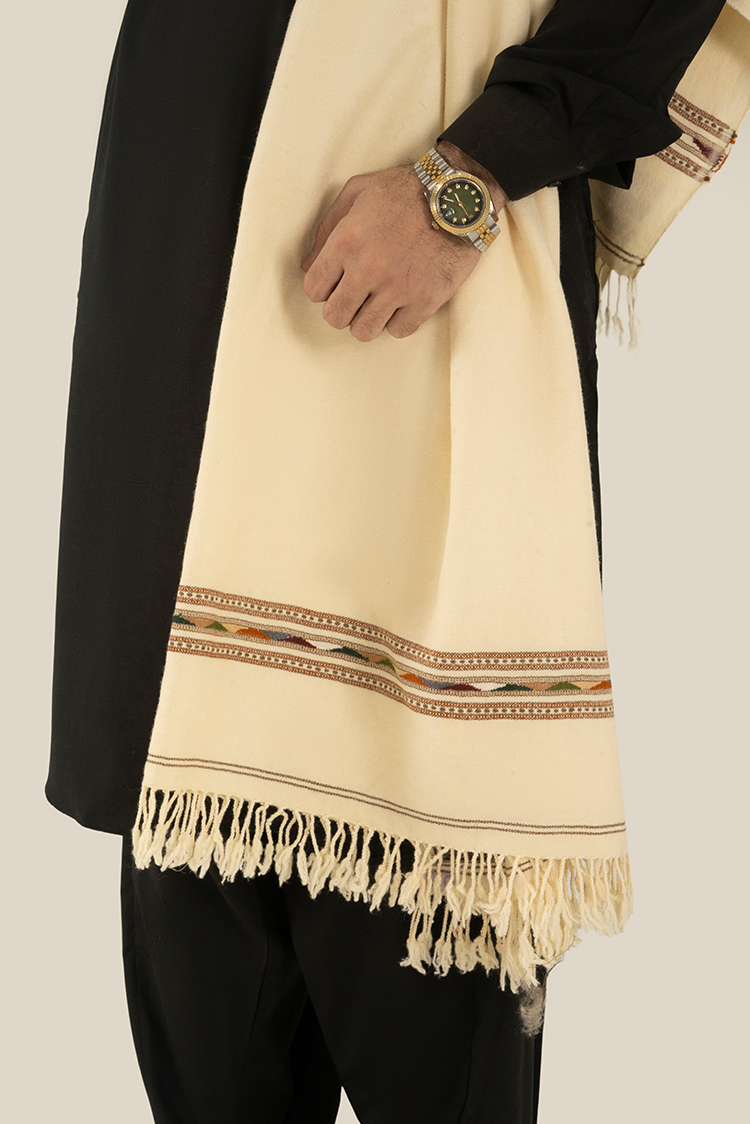 Cream Wool Blend Shawl