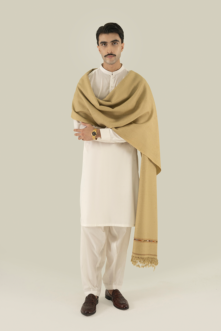 Khaki Wool Blend Shawl