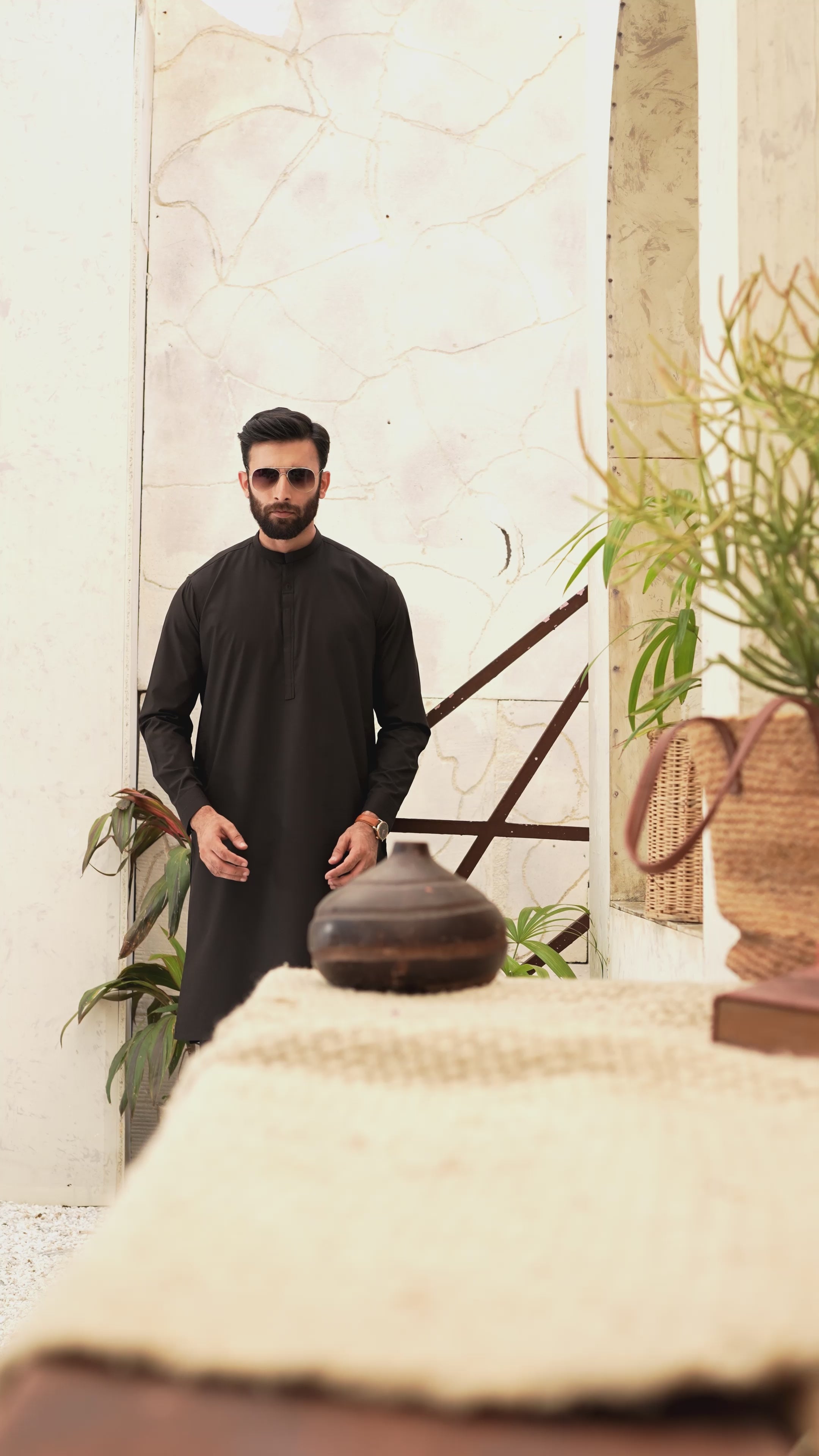 Wash & Wear | Dark Brown Ban Shalwar Kameez