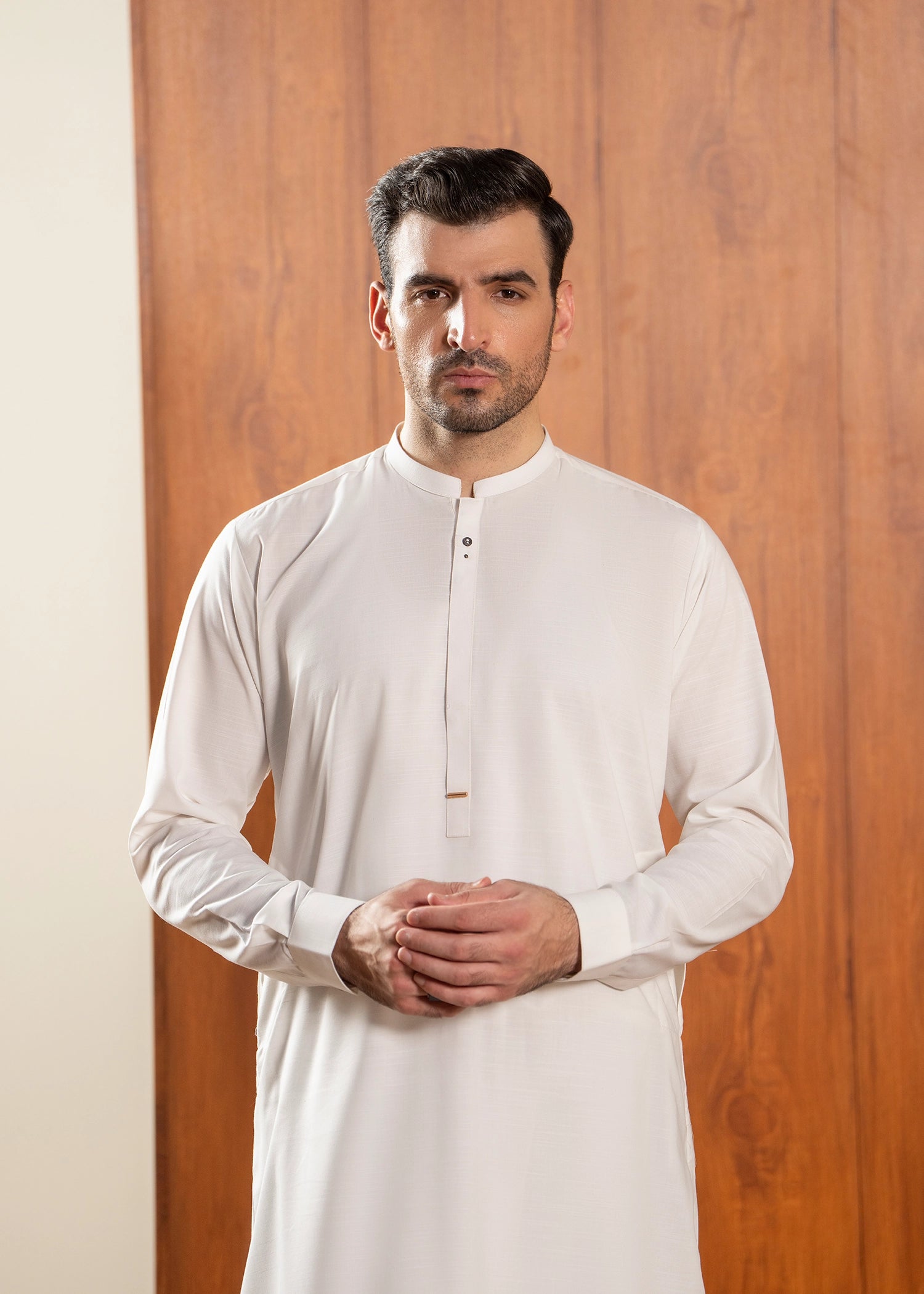 Wash & Wear | White Ban Shalwar Kameez