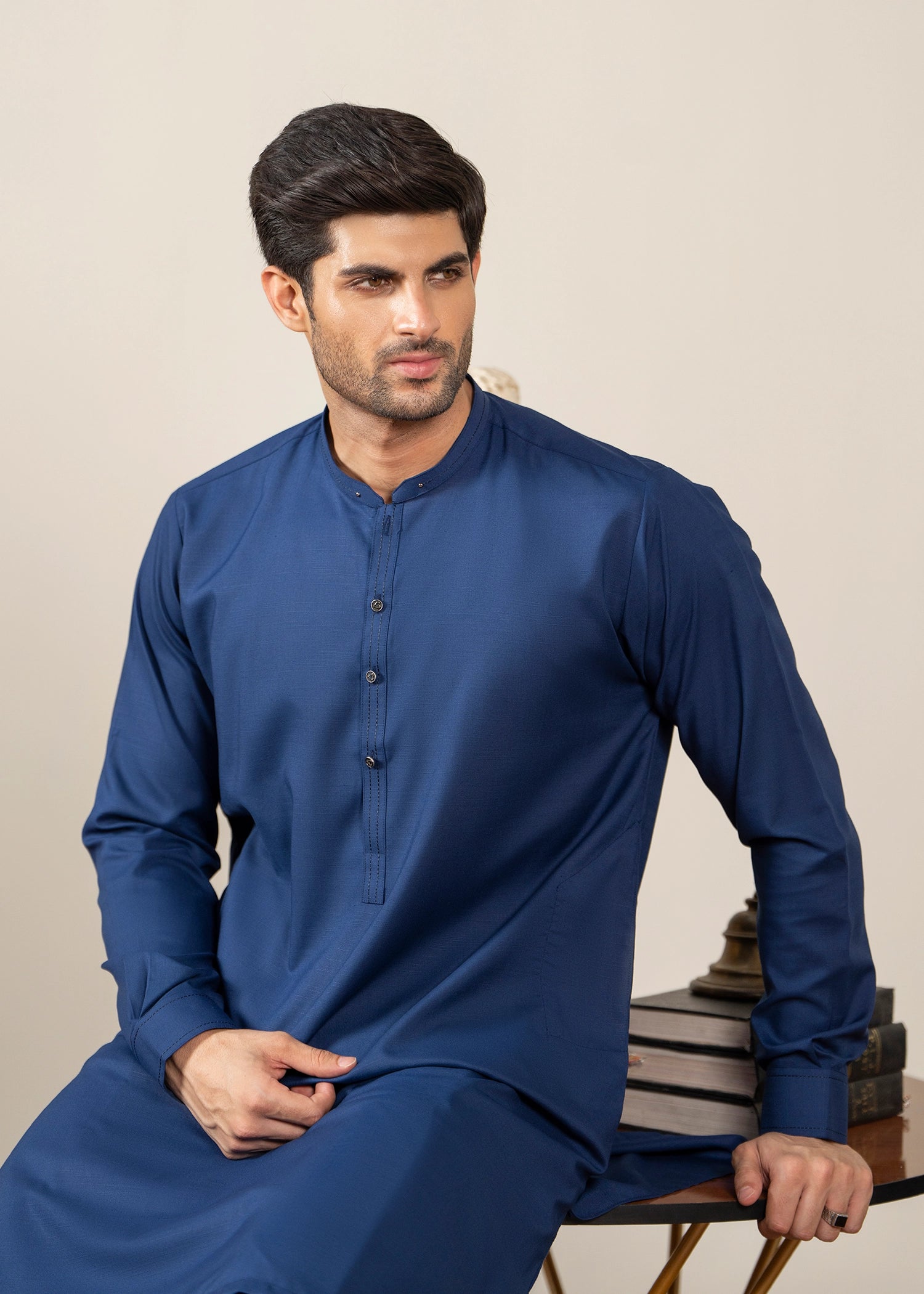 Wash & Wear | Navy Ban Shalwar Kameez